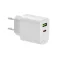 Adaptor USB cu 2 porturi, Everestus, 42FEB230698, 4.2x2.7x7.9 cm, Policarbonat, Alb