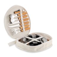   Geanta picnic echipata pentru 2 persoane, Everestus, 42FEB230657, Ø26.5x5 cm, Bumbac, Bej