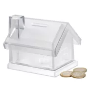   Pusculita din plastic, cu forma de casa, 100x85x90 mm, Everestus, MBP01, transparent