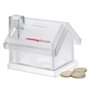   Pusculita din plastic, cu forma de casa, 100x85x90 mm, Everestus, MBP01, transparent