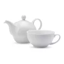 Set ceainic si ceasca de ceai, 400 ml, ceramica, Everestus, CE02, alb
