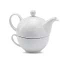 Set ceainic si ceasca de ceai, 400 ml, ceramica, Everestus, CE02, alb