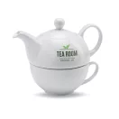 Set ceainic si ceasca de ceai, 400 ml, ceramica, Everestus, CE02, alb