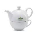 Set ceainic si ceasca de ceai, 400 ml, ceramica, Everestus, CE02, alb