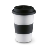   Cana ceramica 400 ml cu capac si manson, Everestus, 20IAN1115, Negru