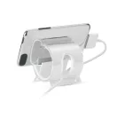 Suport telefon de birou cu strat transparent, Everestus, STT007, plastic, alb
