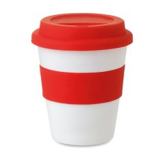   Cana de voiaj 350 ml cu capac din silicon, Everestus, 20IAN2266, Rosu, Plastic