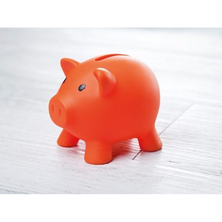 Pusculita porc din pvc si abs, 90x70x70 mm, Everestus, MBP05, plastic, portocaliu