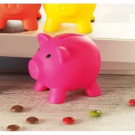   Pusculita porc din pvc si abs, 90x70x70 mm, Everestus, MBP03, plastic, fuchsia