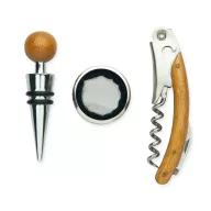   Set vin in cutie de bambus, otel inoxidabil, Everestus, AV11, natur