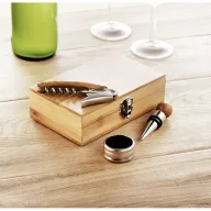   Set vin in cutie de bambus, otel inoxidabil, Everestus, AV11, natur
