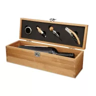   Cutie pentru sticla de vin, bambus, otel inoxidabil, Everestus, AV2, natur