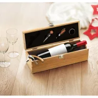   Cutie pentru sticla de vin, bambus, otel inoxidabil, Everestus, AV2, natur