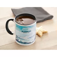   Cana ceramica 300 ml cu maner si interior colorat, Everestus, 20IAN1128, Negru