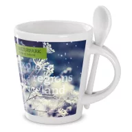   Cana ceramica 300 ml cu maner si interior colorat, Everestus, 20IAN1132, Alb, Gresie
