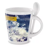   Cana ceramica 300 ml cu maner si interior colorat, Everestus, 20IAN1132, Alb, Gresie