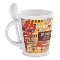   Cana ceramica 300 ml cu maner si interior colorat, Everestus, 20IAN1132, Alb, Gresie