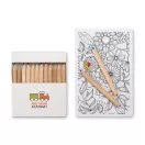 Set de colorat adulti cu 10 planse si 12 creioane colorate, 140x100 mm,  Everestus, 20APR015, carton, alb