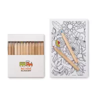   Set de colorat adulti cu 10 planse si 12 creioane colorate, 140x100 mm,  Everestus, 20APR015, carton, alb
