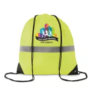 Sac cu cordon si banda reflect, poliester, neon yellow