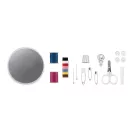 Set de cusut in cutie metalica rotunda, Everestus, 20IAN2574, Argintiu, Metal