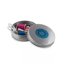 Set de cusut in cutie metalica rotunda, Everestus, 20IAN2574, Argintiu, Metal