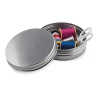  Set de cusut in cutie metalica rotunda, Everestus, 20IAN2574, Argintiu, Metal