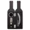 Set 3 accesorii de vin in cutie cu forma de sticla, Everestus, SEAV01, otel inoxidabil, negru, rosu