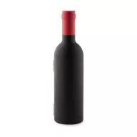   Set 3 accesorii de vin in cutie cu forma de sticla, Everestus, SEAV01, otel inoxidabil, negru, rosu