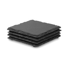  Set 4 bucati suport pahare din ardezie, Everestus, SPI03, baza din EVA, negru