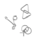 Set joc de inteligenta, 3 piese din metal, in husa din bumbac, Everestus, JJE06, bej