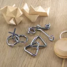 Set joc de inteligenta, 3 piese din metal, in husa din bumbac, Everestus, JJE06, bej
