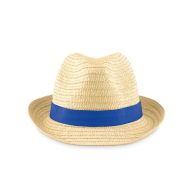   Palarie din paie, cu banda colorata din poliester, Everestus, 8IA19010, albastru royal