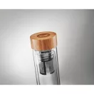 Bidon sport cu perete dublu 420 ml, sticla, bambus, Everestus, RA9, transparent