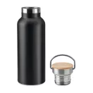 Termos dublu 500 ml, bambus, otel inoxidabil, Everestus, TE2, negru