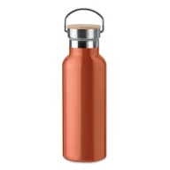   Termos cu perete dublu, 21MAR2703, 500 ml, Ø 7x21 cm, Everestus, Otel, Bambus, Portocaliu