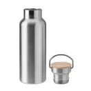 Termos dublu 500 ml, bambus, otel inoxidabil, Everestus, TE5, argintiu mat
