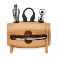   Set pentru vin in stativ lemn, otel inoxidabil, Everestus, AV10, natur