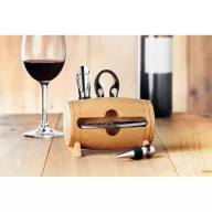   Set pentru vin in stativ lemn, otel inoxidabil, Everestus, AV10, natur