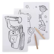   Set de colorat cu 6 creioane, ascutitoare si radiera, Everestus, 20IAN560, Bej, Carton