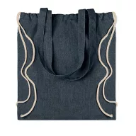 Sacosa cu snur bumbac reciclat, blue