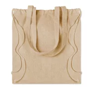 Sacosa cu snur bumbac reciclat, beige
