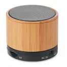 Boxa rotunda Bluetooth bambus, Bamboo, black