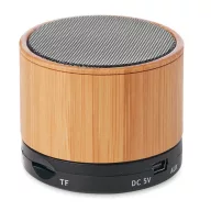 Boxa rotunda Bluetooth bambus, Bamboo, black