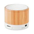 Boxa rotunda Bluetooth bambus, Bamboo, white