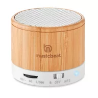 Boxa rotunda Bluetooth bambus, Bamboo, white