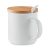 Cana 380 ml cu lingurita, Everestus, 9IA19107, Portelan, Bambus, Alb