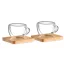 Set 2 cani espresso cu perete dublu, 90 ml, Everestus, 9IA19106, Bambus, Sticla, transparent