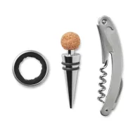   Set 3 accesorii de vin in cutie din pluta, Everestus, 9IA19398, Bej
