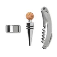   Set 3 accesorii de vin in cutie din pluta, Everestus, 9IA19398, Bej